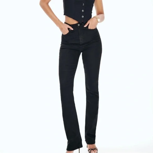 Reformation Wynn Ultra High Rise Slim Straight Jeans Black Size 26 - Picture 3 of 10